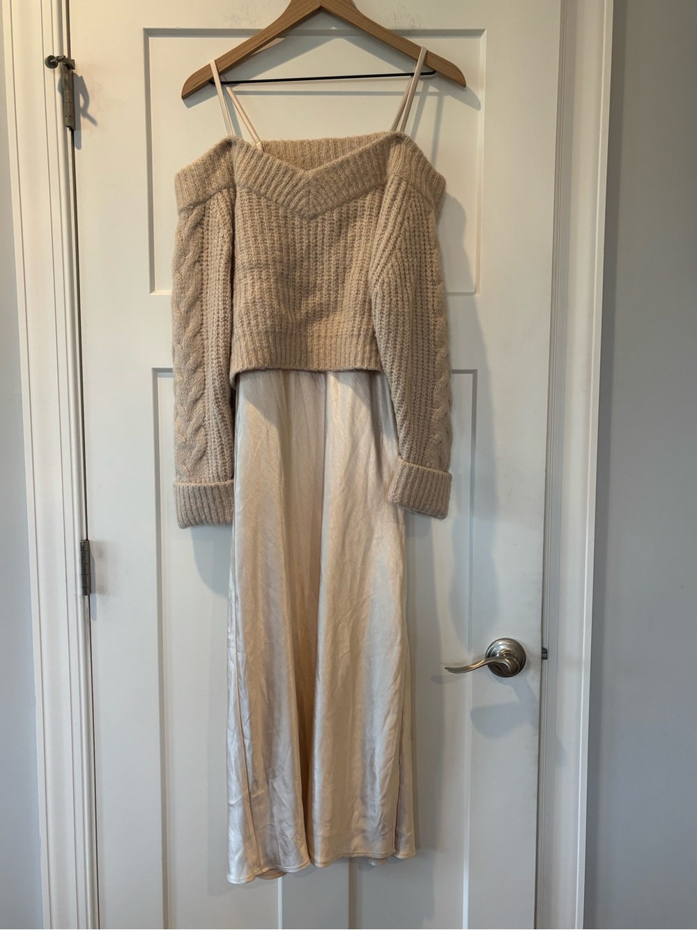 Mare Mare Anthropologie Layered Sweater Satin Slip Dress S